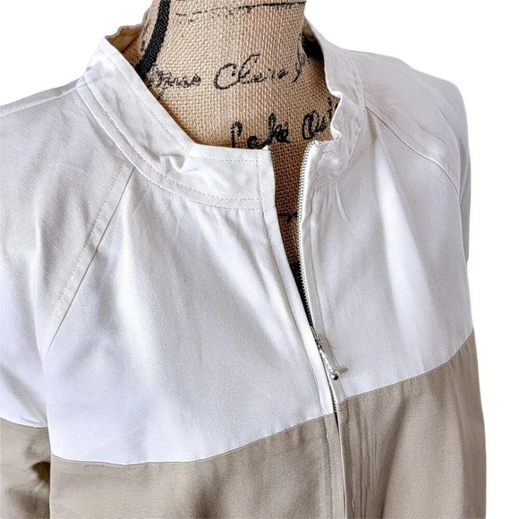 MAGGIE BARNES Womens Plus Fall Colorblock Cotton Canvas Jacket Size 1X Brown - Picture 6 of 12